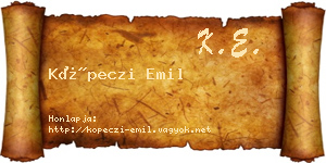 Köpeczi Emil névjegykártya